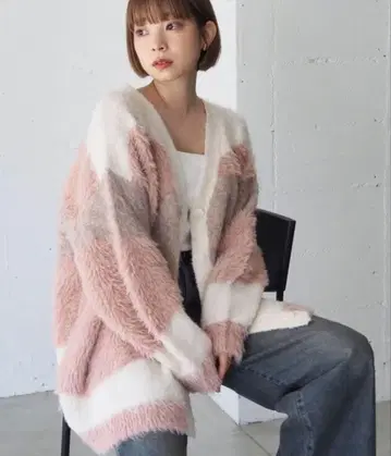 tiptop 이소재 MIXV 넥 가디건