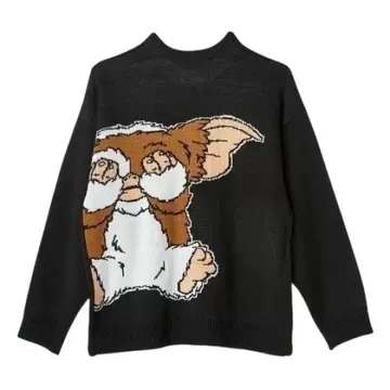 그렘린 기즈모 니트 스웨터 블랙 눈가림 자수 긴팔