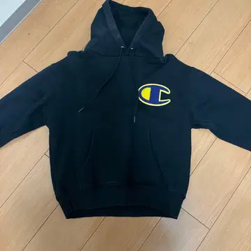 Champion 블랙 후드 부착 후드티 M