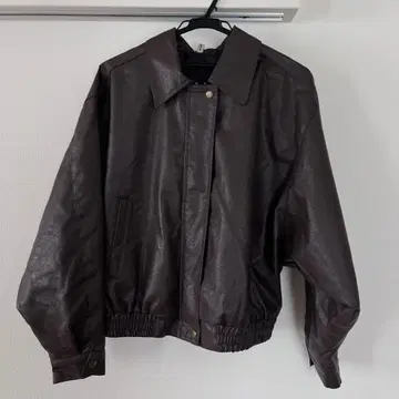 BLACKUP 한국 브라운 가죽 박스 실루엣 자켓