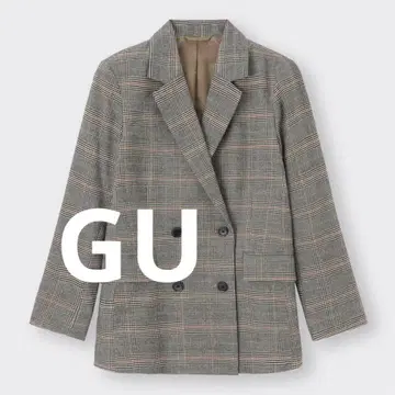 새상품급 GU 더블 자켓 체크 그레이