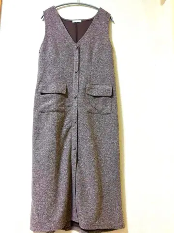 [슈라루] 그레이 V넥 롱 원피스 모카 브라운