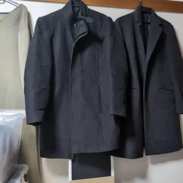 블랙 울 혼방 체스터 코트