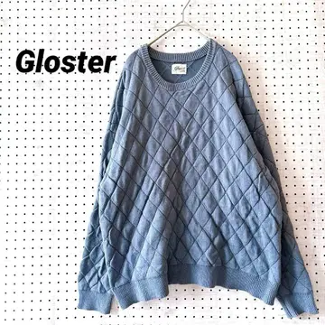 글로스터 퀼팅 조 니트 풀오버 ( M ) 톤 다운 블루 면 혼방 루즈핏