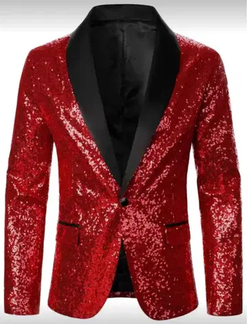 빨간색 스팽글 턱시도 자켓