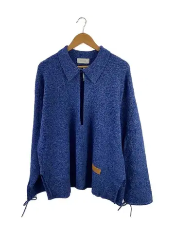 Knuth Marf 슬릿 넥 루즈 니트 (블루)