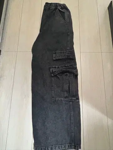 다크 그레이 카고 팬츠 허리밴딩