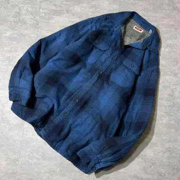 90s 랭글러 옴브레 체크 셔츠 자켓 보아 안감