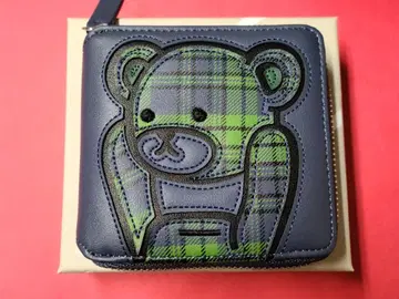 그라니프 지갑 컨트롤 베어 네이비 체크 박스 있음 접이식 지갑