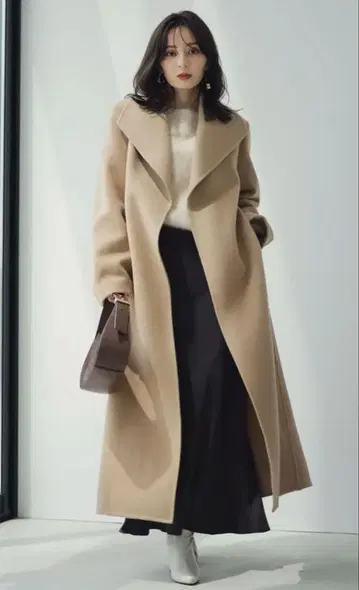 새상품급 anuans 빅 칼라 리버 코트 카멜