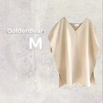 골든베어 V넥 티셔츠 M 베이지 무지 루즈핏 세련된