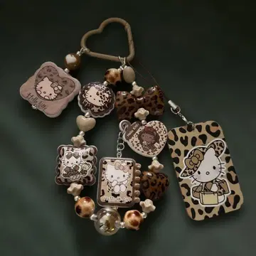 헬로키티 레오파드 무늬 흔들흔들 키링 카라비너 미사용 새상품