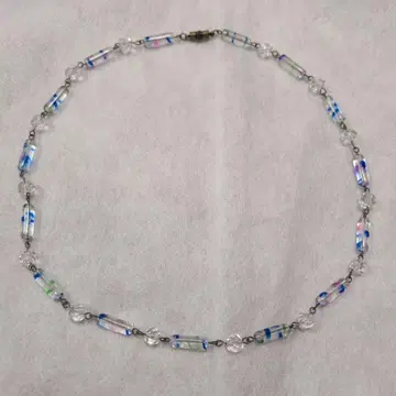 빈티지 레트로 스트라이프 아이리스 유리 목걸이