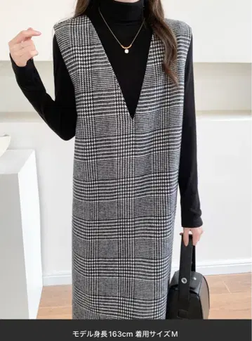 택 포함 ABITOKYO V넥 오버롤 스커트