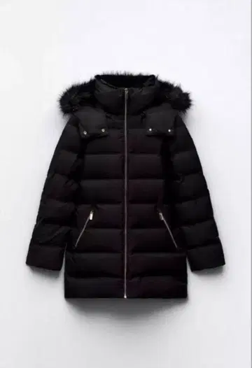 x*님 ZARA 세미롱 다운 자켓 후드 L 사이즈 블랙 새상품급