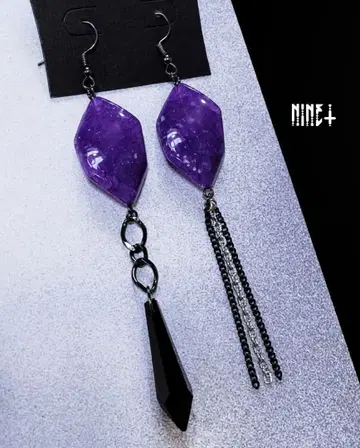 1783 개성 있는 귀걸이 아지메 퍼플 고딕 빈티지 모드