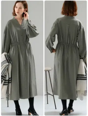 올리브 그린 셔츠 원피스