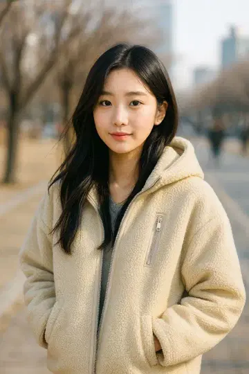 Honeys 플리스 자켓 후드 부착 크림색