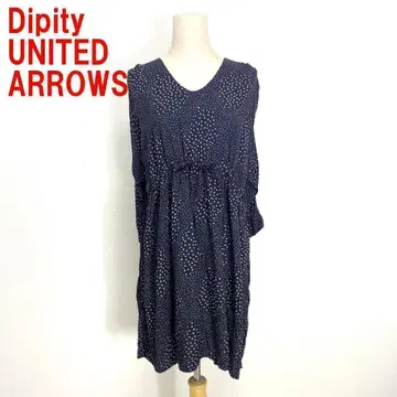 A3276 Dipity 유나이티드 애로우즈 롱 원피스 도트 네이비 F