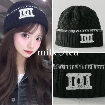 미개봉 새상품 택 포함 다리치 DD 로고 바스켓 니트 비니 블랙 블랙