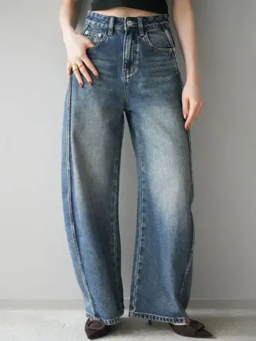 [ Lumier ] 사이드 절개 커브 데님 팬츠/blue