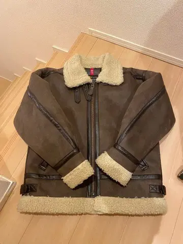 ALPHA 브라운 스웨이드 인조 모피 자켓