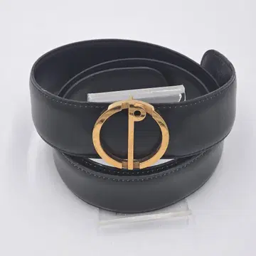 [ 고품질 ] dunhill 블랙 가죽 벨트 골드 버클