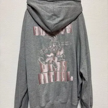 GYDA 핑크 자수 그레이 후드티