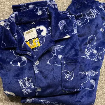 스누피 플리스 파자마 상하의 세트 네이비 블루