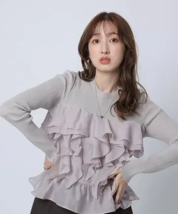 2way 시어 프릴 리브 니트 Apuweiser-riche