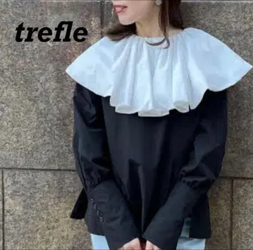 trefle 프릴 긴팔 셔츠 블랙/화이트