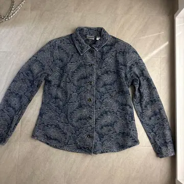 CHICO'S 네이비 물결무늬 셔츠 데님 자켓