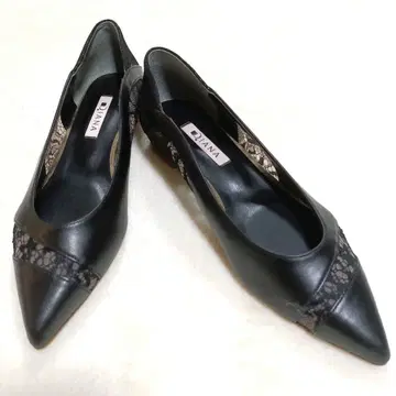[DIANA] 플랫 펌프스 스틸레토 블랙 레이스 가죽