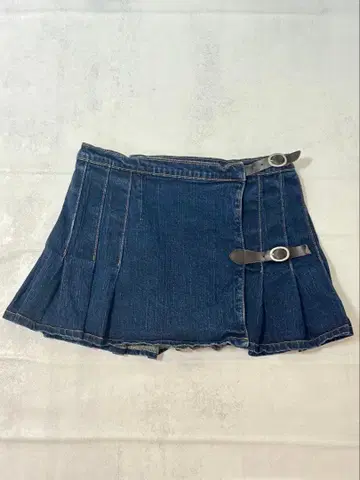데님 플리츠 미니 스커트 인디고 블루 Y2K
