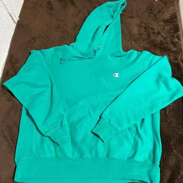 Champion 터콰이즈 후드티 XL 단색 택 복각 00s