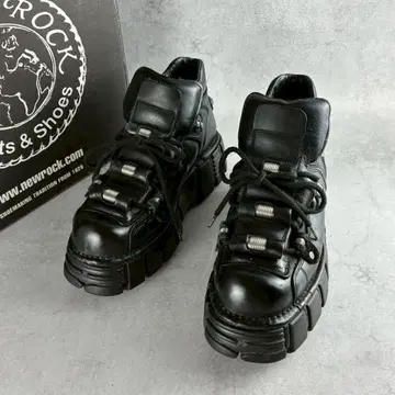 NEW ROCK 215 메탈 부품 통굽 부츠 사이버 그런지 42