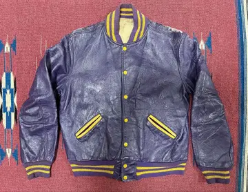 60s 올 레더 스타디움 재킷 퍼플!