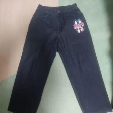 Perushu KISS 프린트 블랙 데님