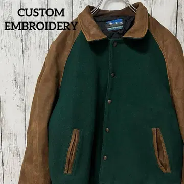 CUSTOM EMBROIDERY 바시티 자켓 울 가죽 미국 빈티지 의류