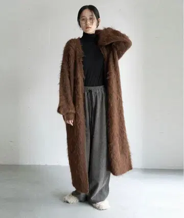 샤기 롱 니트 가디건 hwyl