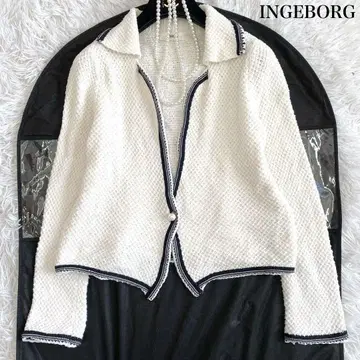 INGEBORG 카노코 편직 니트 자켓 트위드 펄 3 사이즈