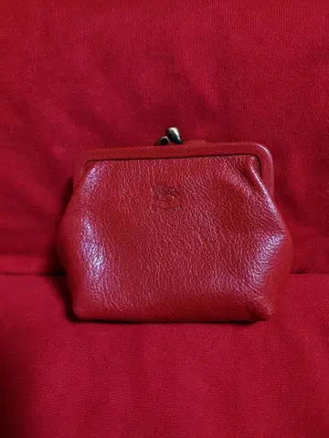 일비종떼 빨간색 가죽 가마구치 코인 케이스