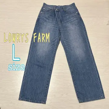 로리즈팜 와이드 스트레이트 아지메 데님 팬츠 블루 L 사이즈