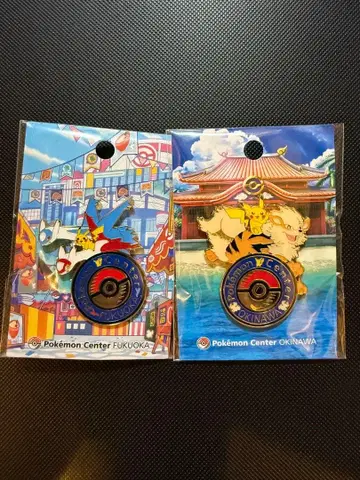 포켓몬 센터 핀 배지 (후쿠오카, 오키나와) 2개 세트