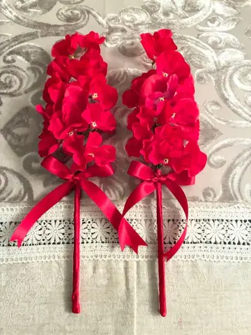 빨간색 스위트피, 조화, 핸드메이드, 2다발 세트