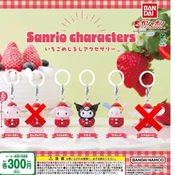 산리오 딸기 메지루시 액세서리 키티 쿠로미 마이멜로디 우사하나 세트