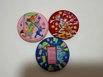 디즈니 자수 캔뱃지 주토피아 리멤버 미 몬스터 주식회사 3개 세트