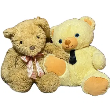 테디베어 봉제 인형 2개 세트 베이지 크림