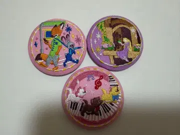 디즈니 자수 캔뱃지 주토피아 라푼젤 아리스토캣 3개 세트