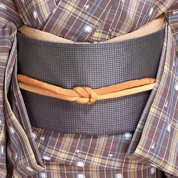 [ 미사용 새상품 ] 롯츠우 후쿠로 오비 브라운 금실 은통시 가죽풍